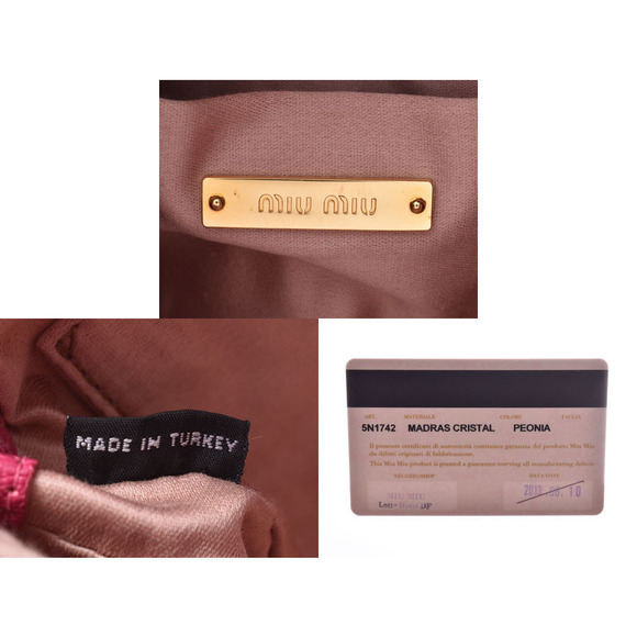 Miu Miu Shoulder Bag Madras Crystal Pink GG Leather MIUMiu
